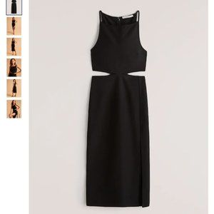 NWT Abercrombie Boatneck Side Cutout Midi Dress - S, black